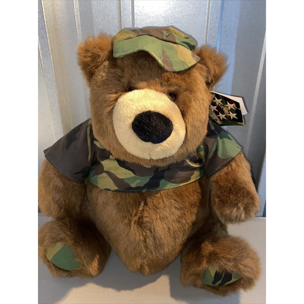 VTG AAFES Gund Bear Bravo Charlie Plush Teddy Camo Military Army Air Force Tags